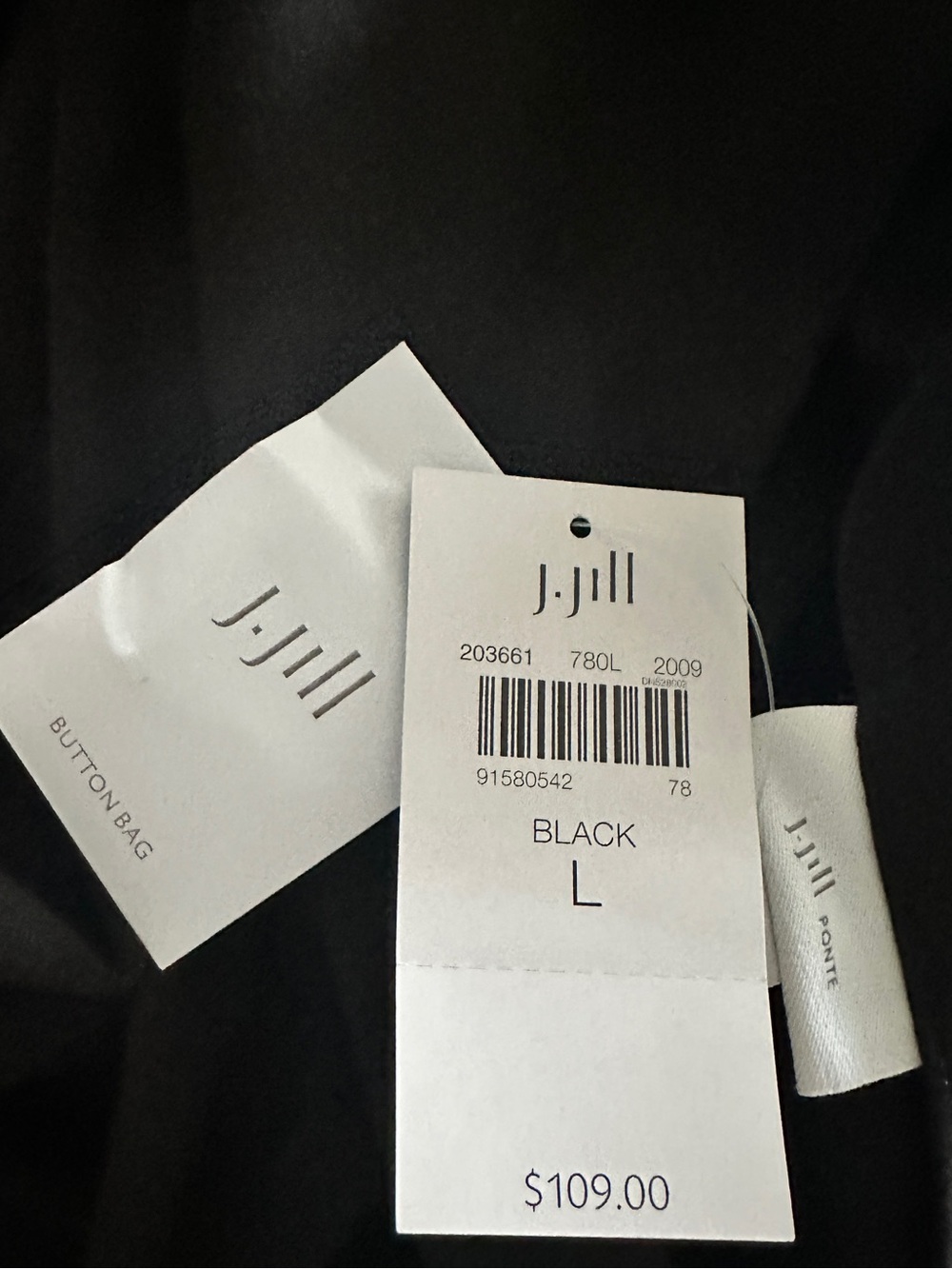 NWT J. Jill Classic Black Ponte Dress Size L - Picture 6 of 8